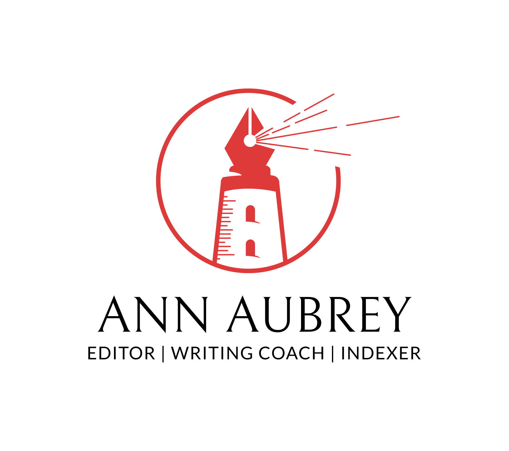 Pen nib looks like a lighthouse, with Ann Aubrey name